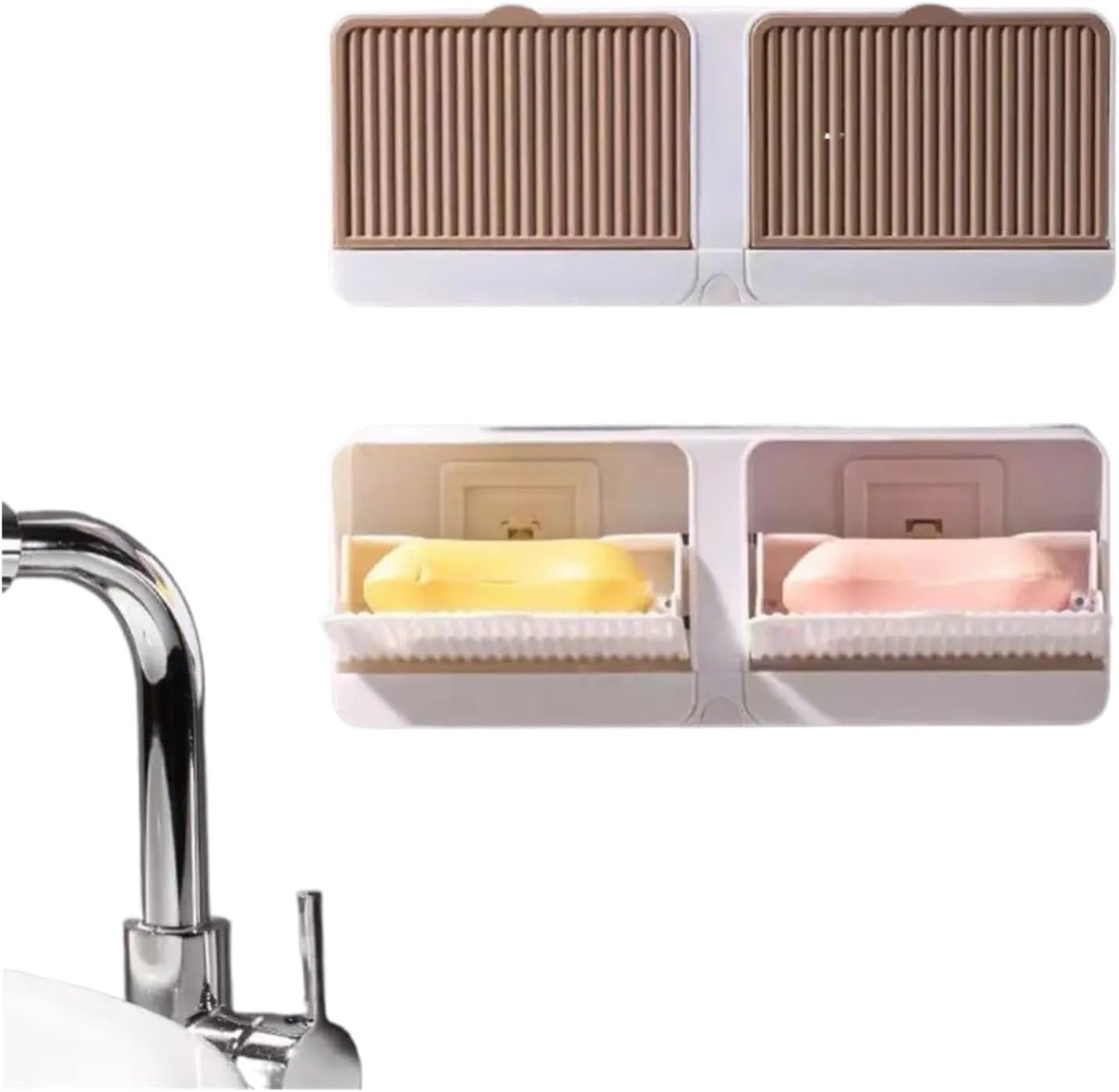 Wall-Mounted Flip-Top Soap Box – Drainable & No-Drill