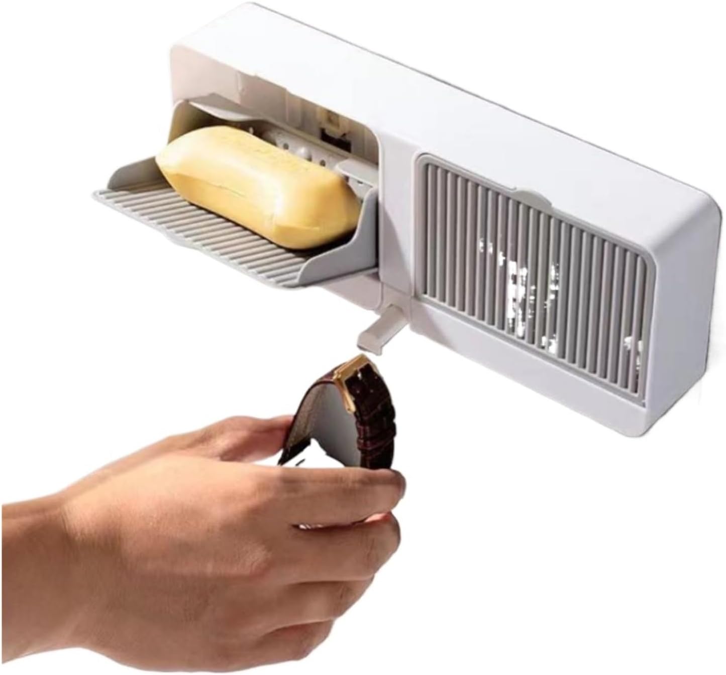 Wall-Mounted Flip-Top Soap Box – Drainable & No-Drill