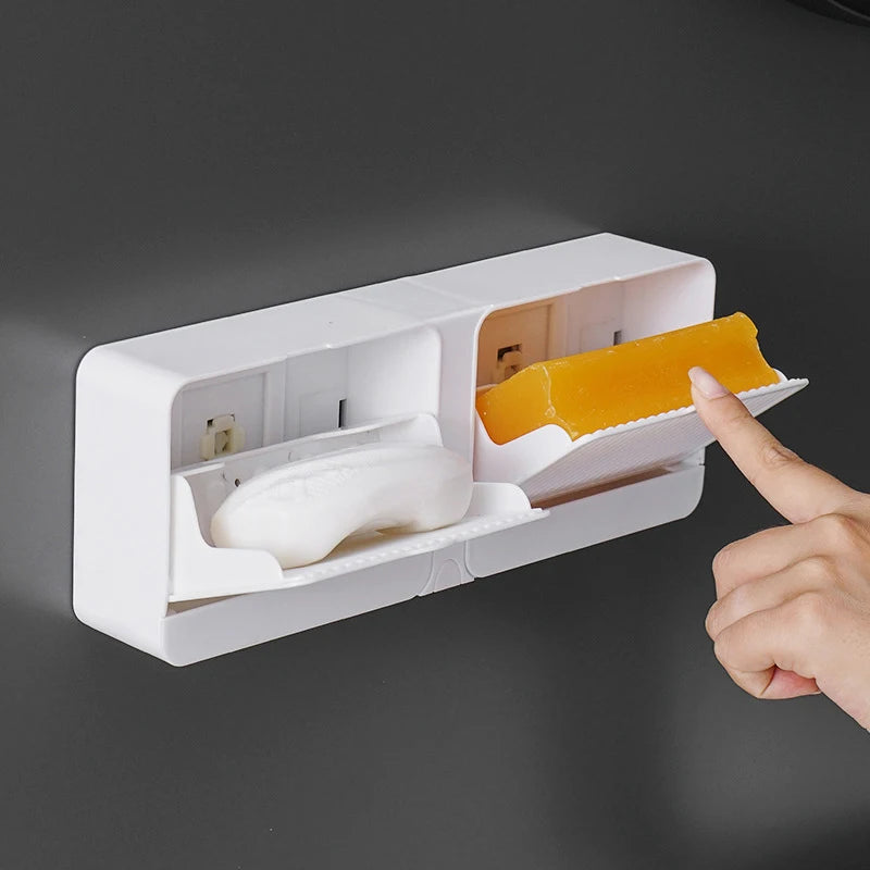 Wall-Mounted Flip-Top Soap Box – Drainable & No-Drill