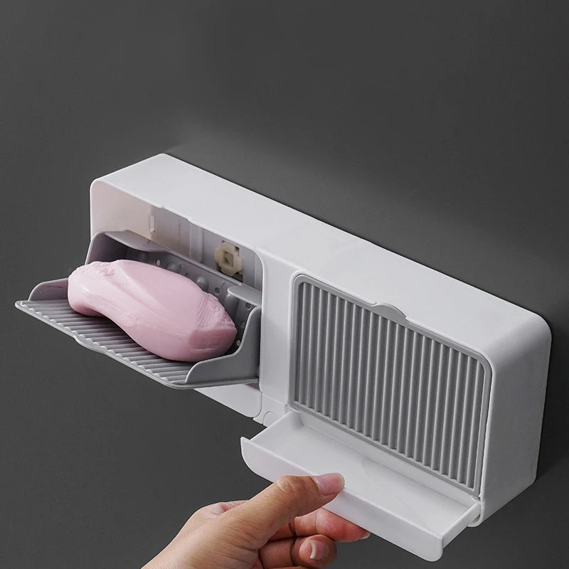 Wall-Mounted Flip-Top Soap Box – Drainable & No-Drill