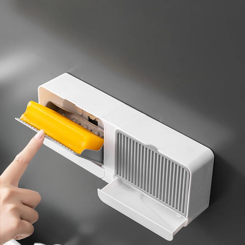 Wall-Mounted Flip-Top Soap Box – Drainable & No-Drill