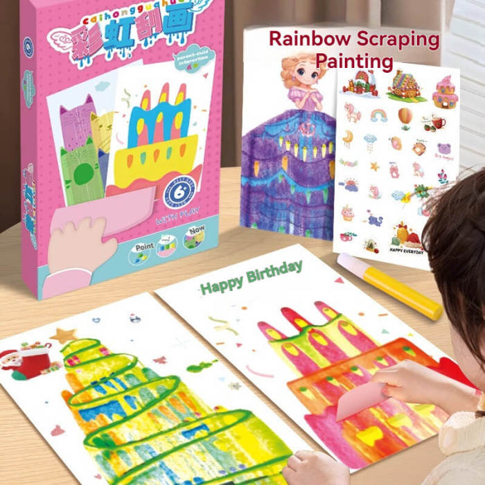 DIY Rainbow Dot Scratch Painting Kit