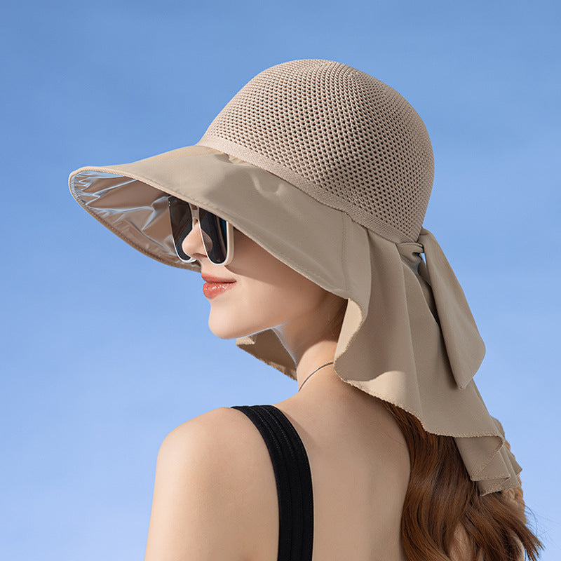 High Quality-Wide-brimmed sun protection fisherman's hat with a shawl and breathable cap top
