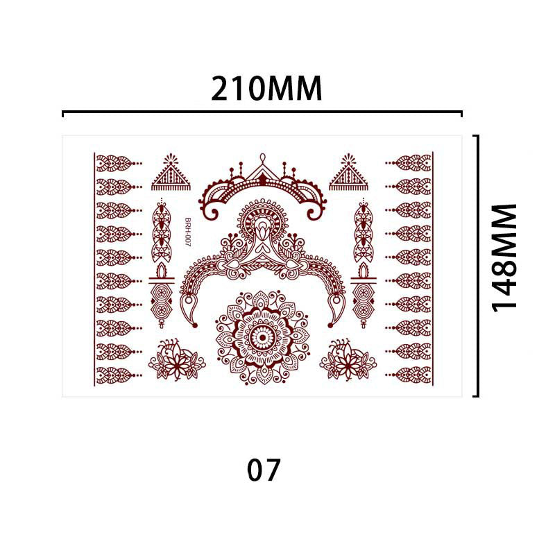 Henna Floral Temporary Tattoo for Hands, Brown Lace, Extracted from Plant Juice, Shows Color After 6 Hours