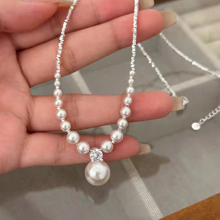 Handmade Silver Bead Pearl Necklace