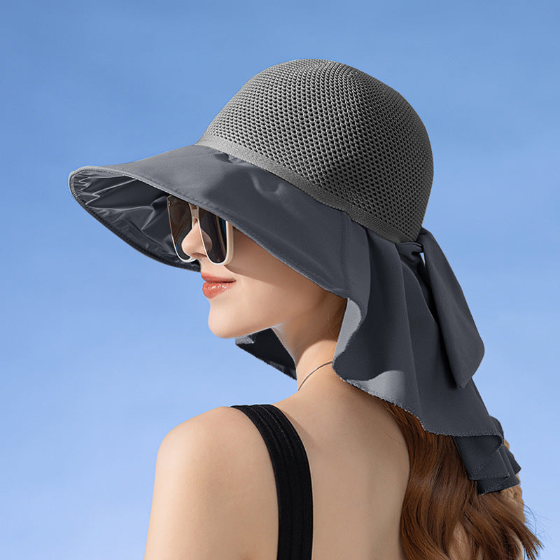 High Quality-Wide-brimmed sun protection fisherman's hat with a shawl and breathable cap top