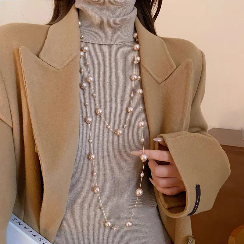 Korean fashion multi-layered pearl necklace