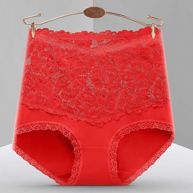 Pure cotton high-waist sexy lace women’s briefs