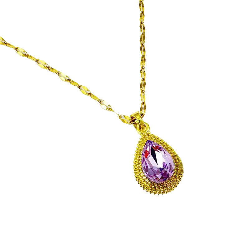 Purple Water Drop Locket Chain
