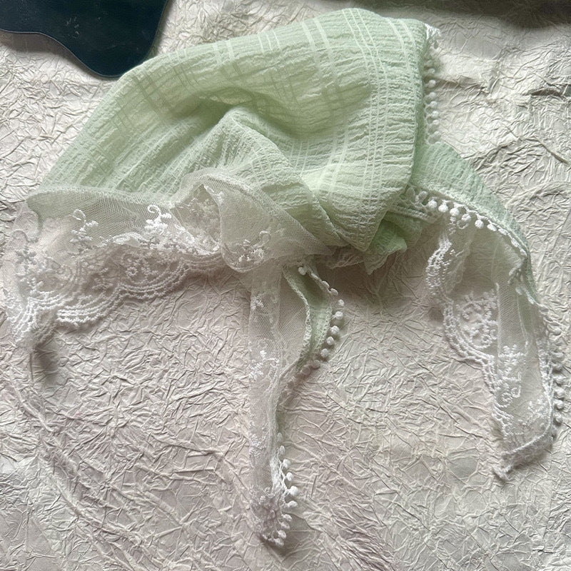 Women Retro Floral Lace Triangle Scarf Headband