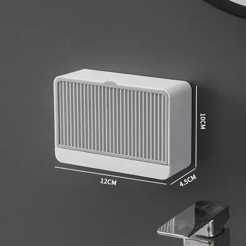 Wall-Mounted Flip-Top Soap Box – Drainable & No-Drill