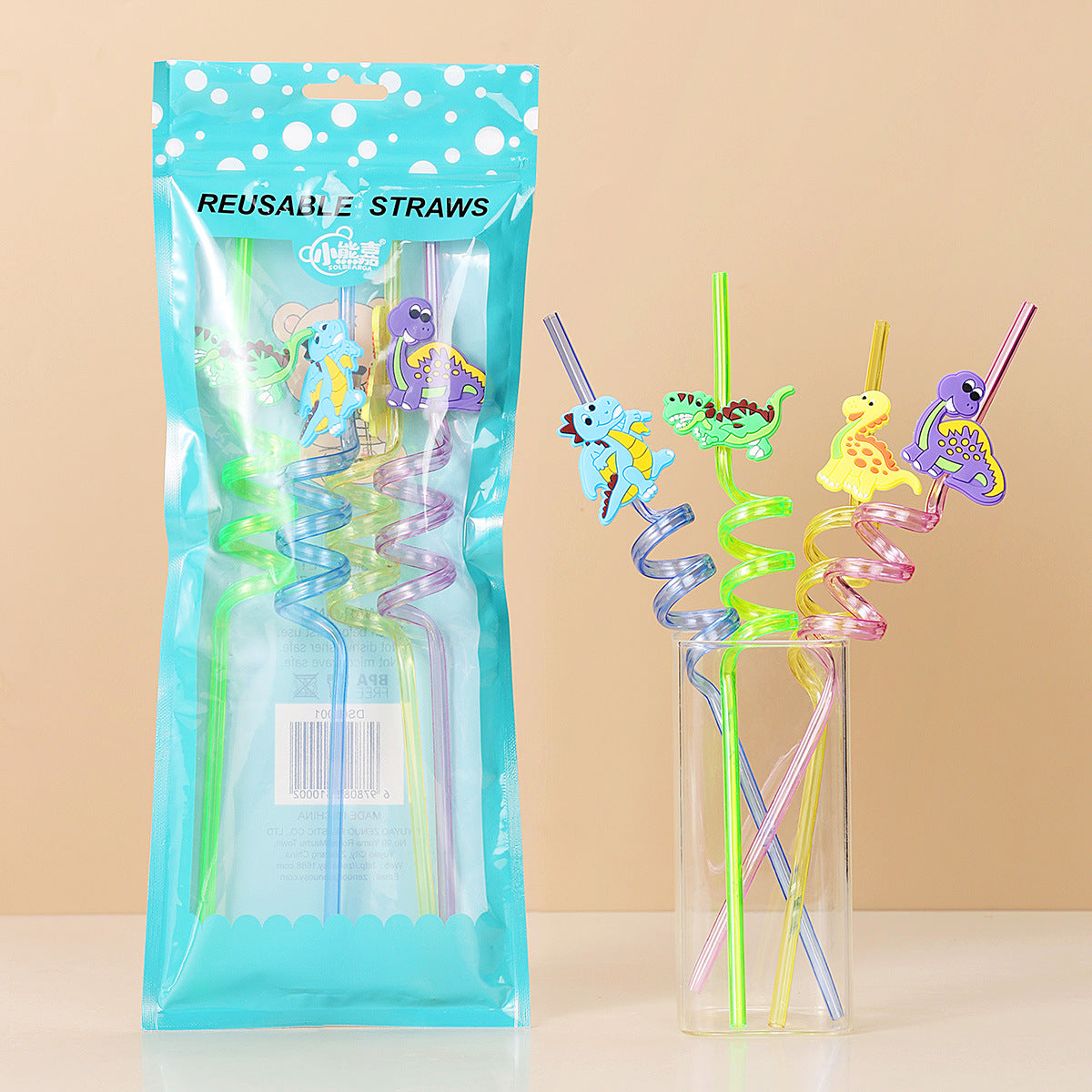 Cartoon animal series spiral straws