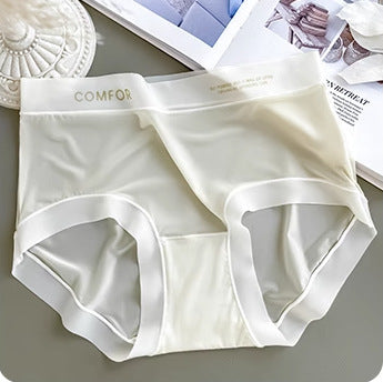 Ultra-thin ice silk seamless mid-waist underwear for women