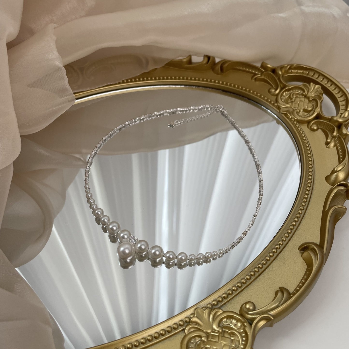 Handmade Silver Bead Pearl Necklace
