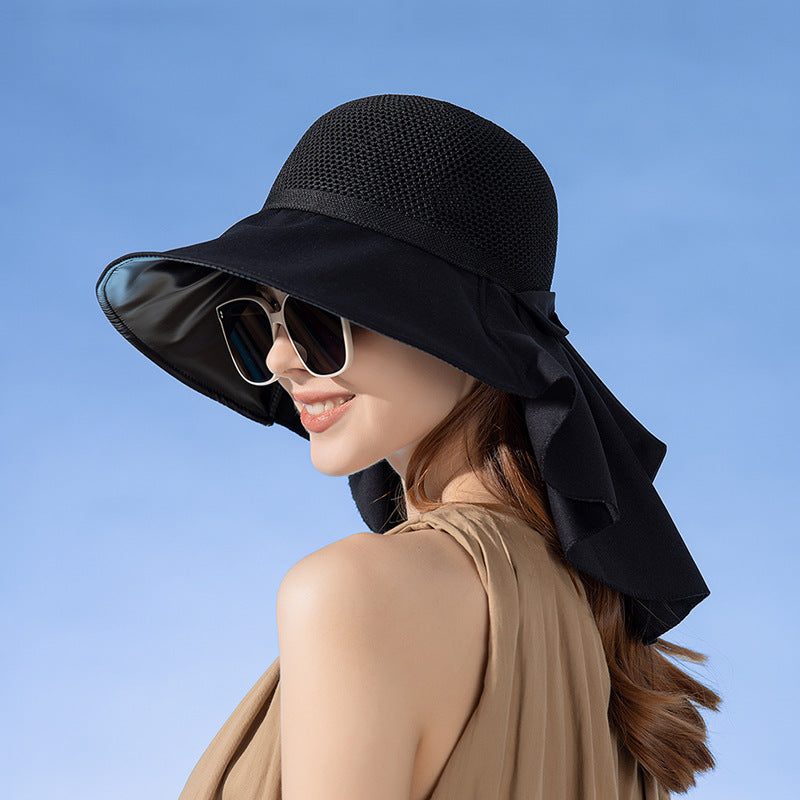 High Quality-Wide-brimmed sun protection fisherman's hat with a shawl and breathable cap top