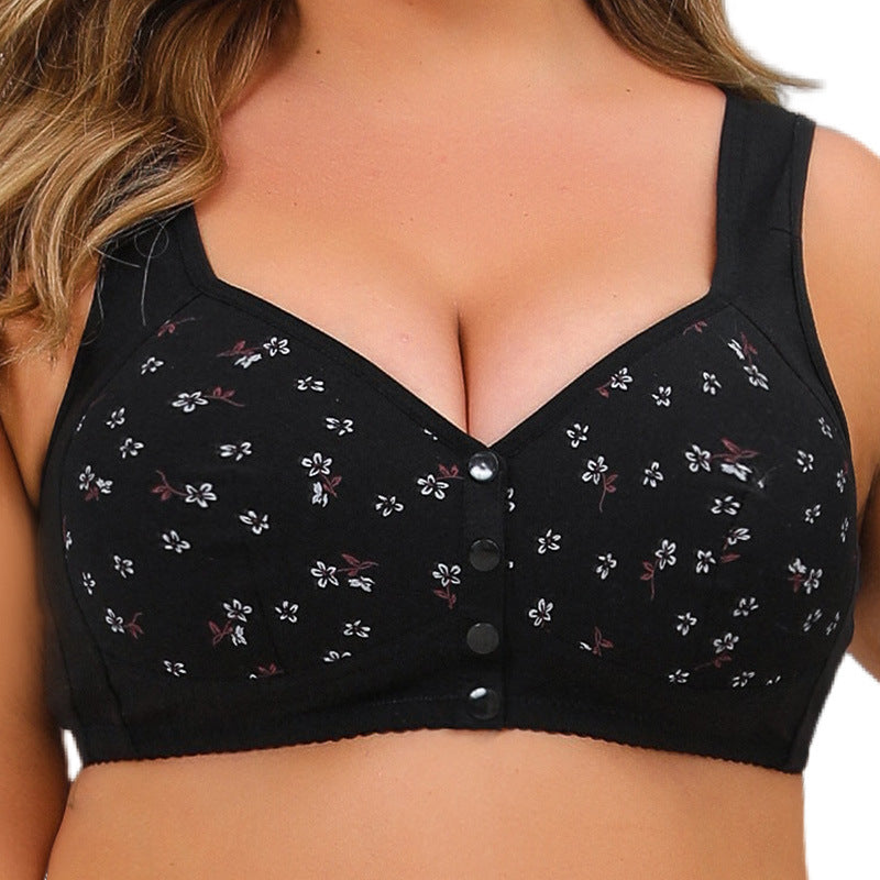 Cotton Printed Large Size Front Button Bra
