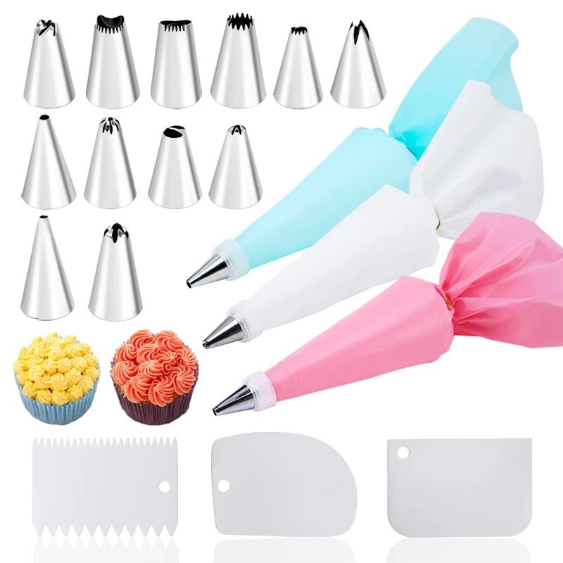 Stainless Steel Piping Tip Set, Cake Decorating Tools, Cream Piping Nozzles, EVA Piping Bags