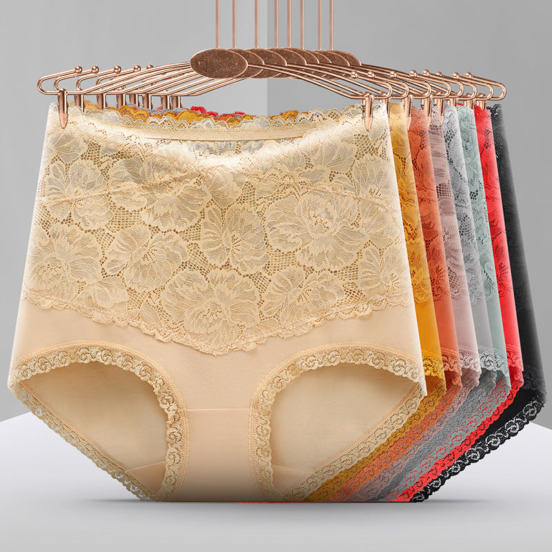 Pure cotton high-waist sexy lace women’s briefs