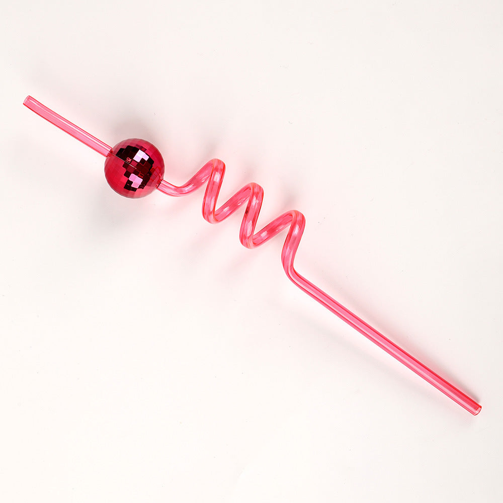 Shiny Disco Ball Reusable Straws, Decorative Party Supplies for Celebrations