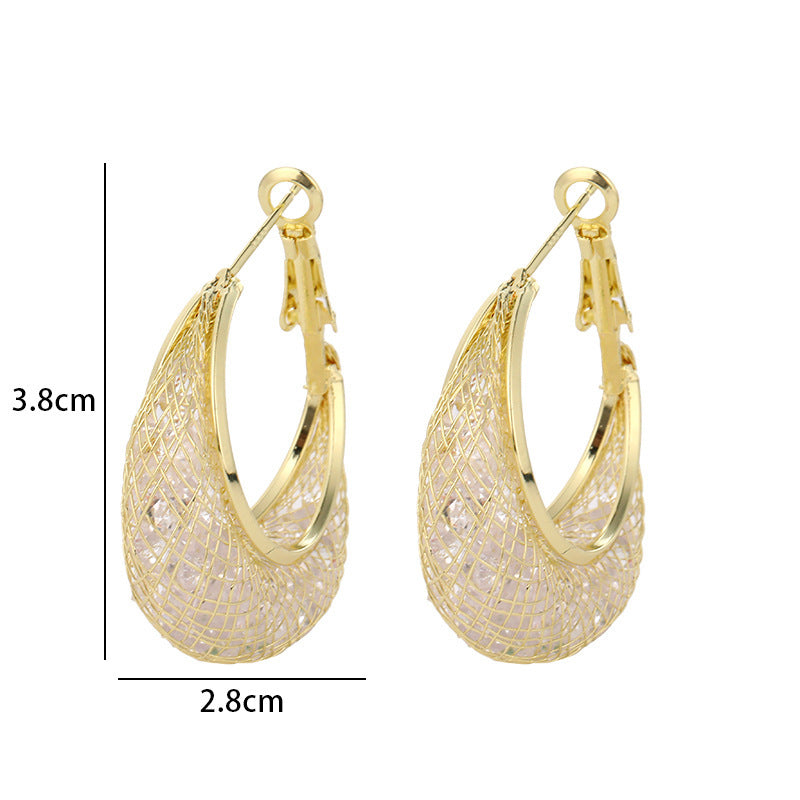 Sparkling Mesh Zircon Stud Earrings