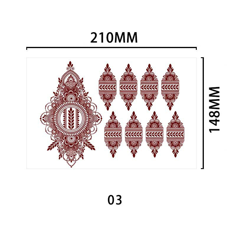 Henna Floral Temporary Tattoo for Hands, Brown Lace, Extracted from Plant Juice, Shows Color After 6 Hours