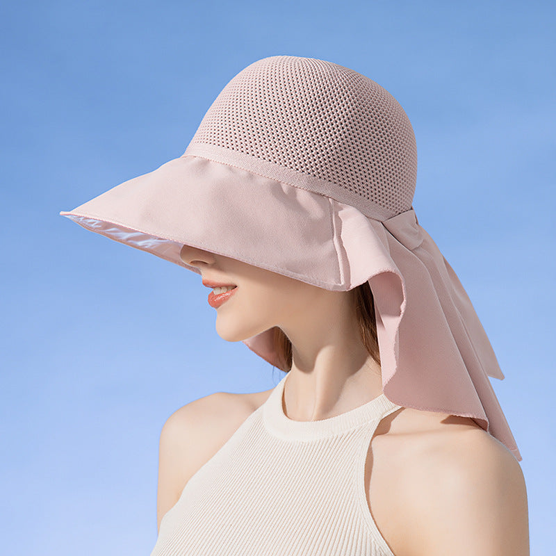High Quality-Wide-brimmed sun protection fisherman's hat with a shawl and breathable cap top