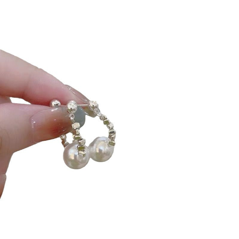 Crushed Silver & Pearl Earrings