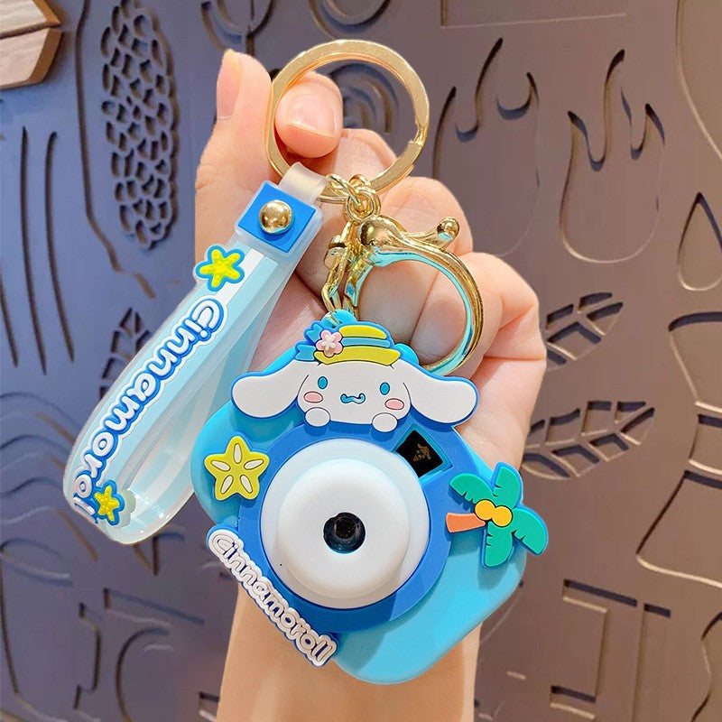 Cute cartoon projection camera keychain, creative keychain pendant