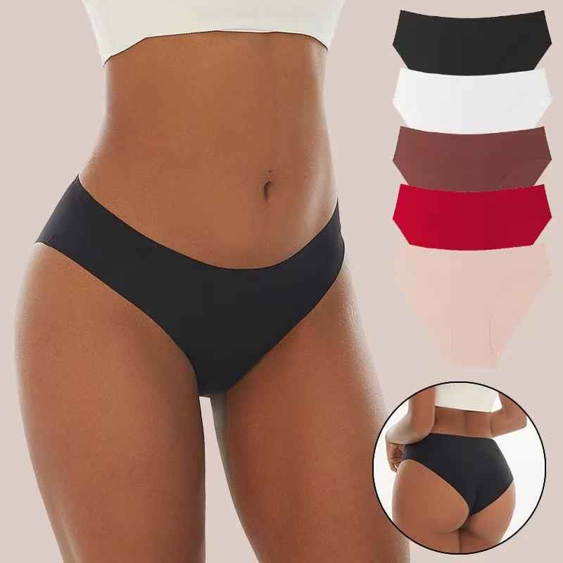 5PCS Seamless Ice Silk Panties|Cotton Gusset, Breathable & No Visible Lines