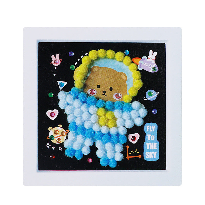 Pom-Pom DIY Collage Art, Can Be Used as a Photo Frame(Without Pen)