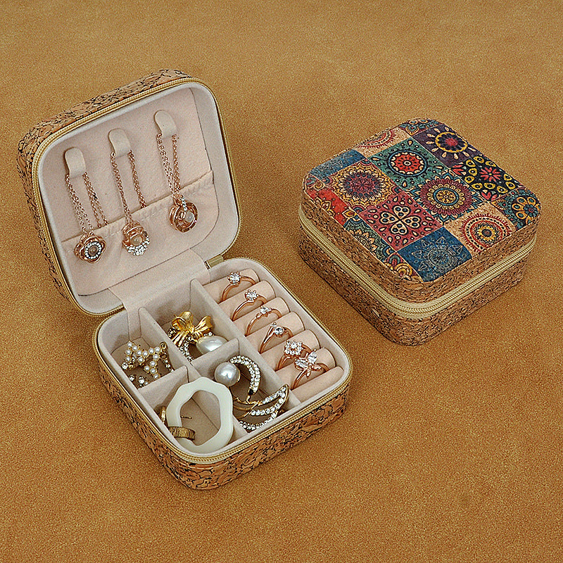 Earring & Ring & Necklace Storage Box, Retro Pattern