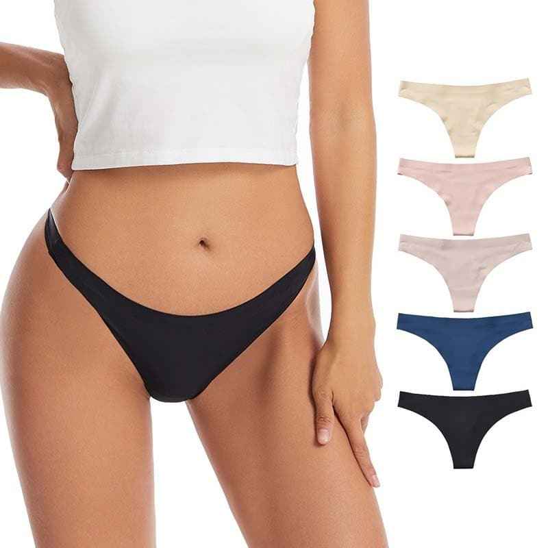 5PCS Women's Seamless Thong Panties|Soft, Breathable & Cotton Gusset