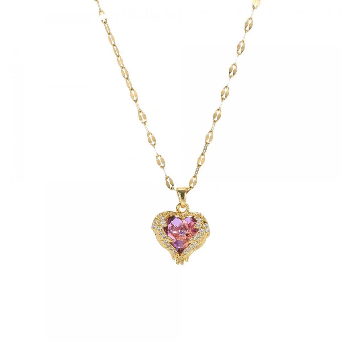 Blue-Purple Crystal Ocean Heart Necklace