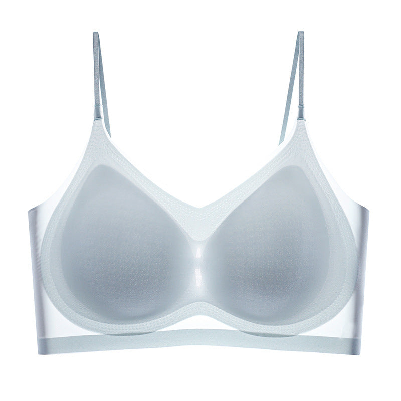 Women’s Seamless Ice Silk Bra – Ultra-thin Mesh, Wireless, Backless Design