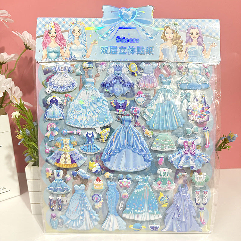 Double-layer 3D Princess Dress Up Stickers-Children's Dress Up Game