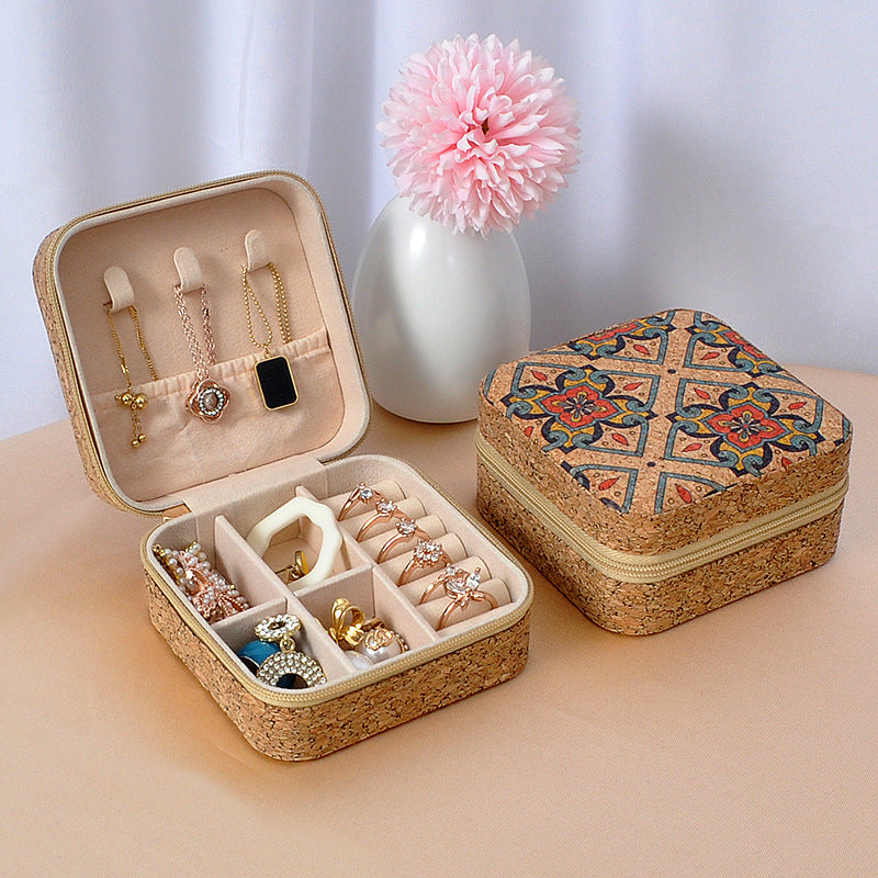 Earring & Ring & Necklace Storage Box, Retro Pattern