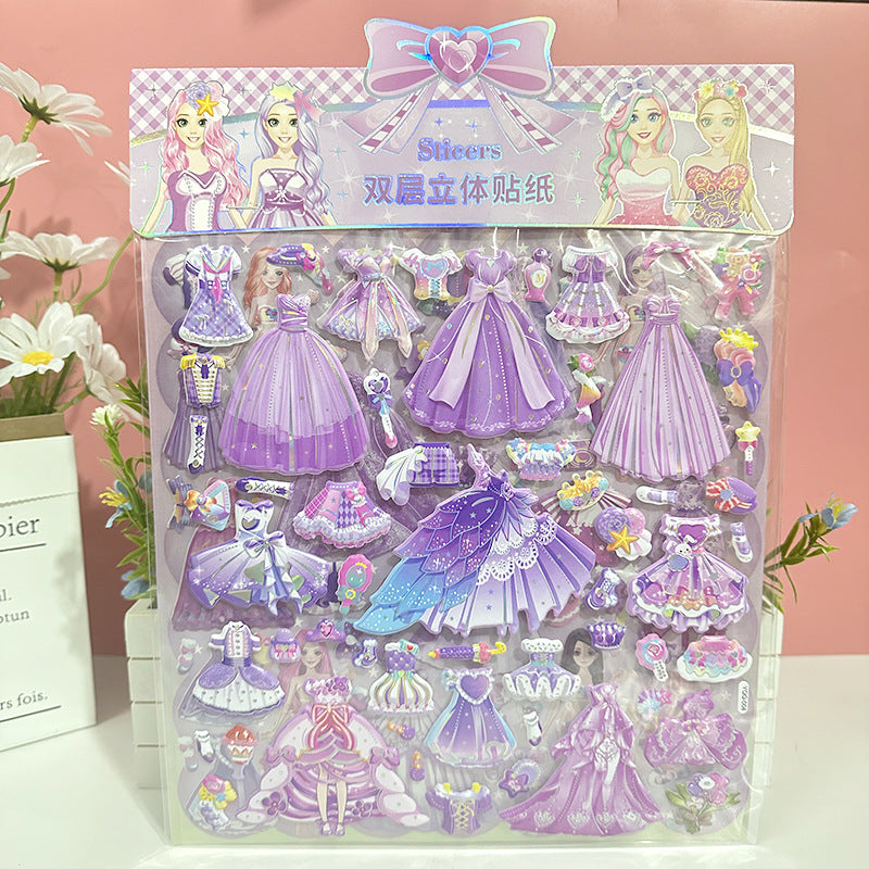 Double-layer 3D Princess Dress Up Stickers-Children's Dress Up Game