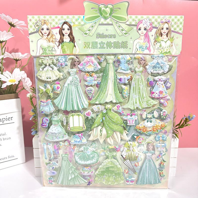 Double-layer 3D Princess Dress Up Stickers-Children's Dress Up Game