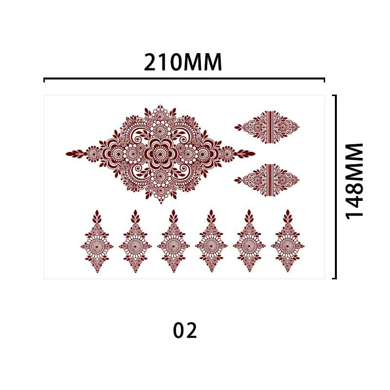 Henna Floral Temporary Tattoo for Hands, Brown Lace, Extracted from Plant Juice, Shows Color After 6 Hours