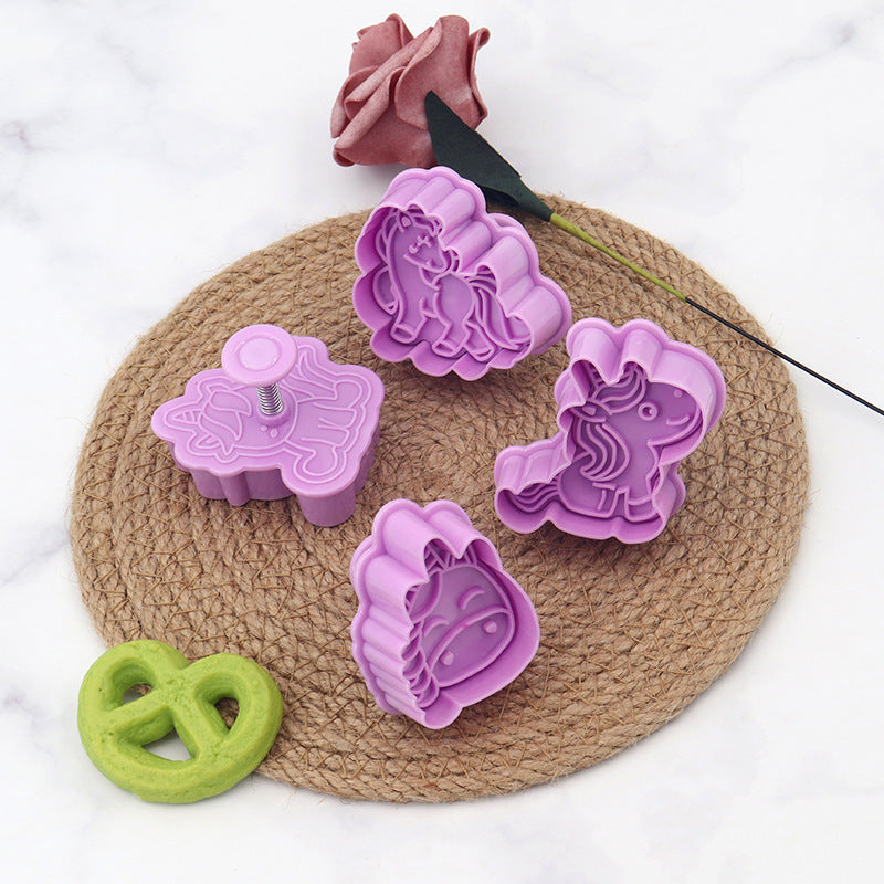 Spring-loaded cookie press tool