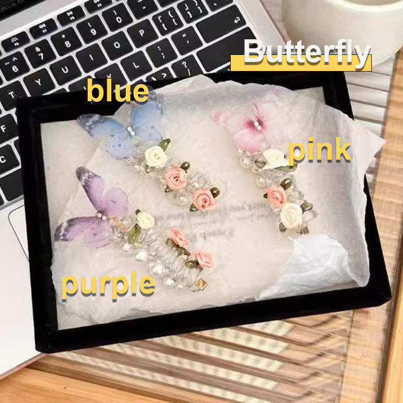 Sweet Butterfly Rose Hair Tie – Ponytail Holder & Hair Accessory