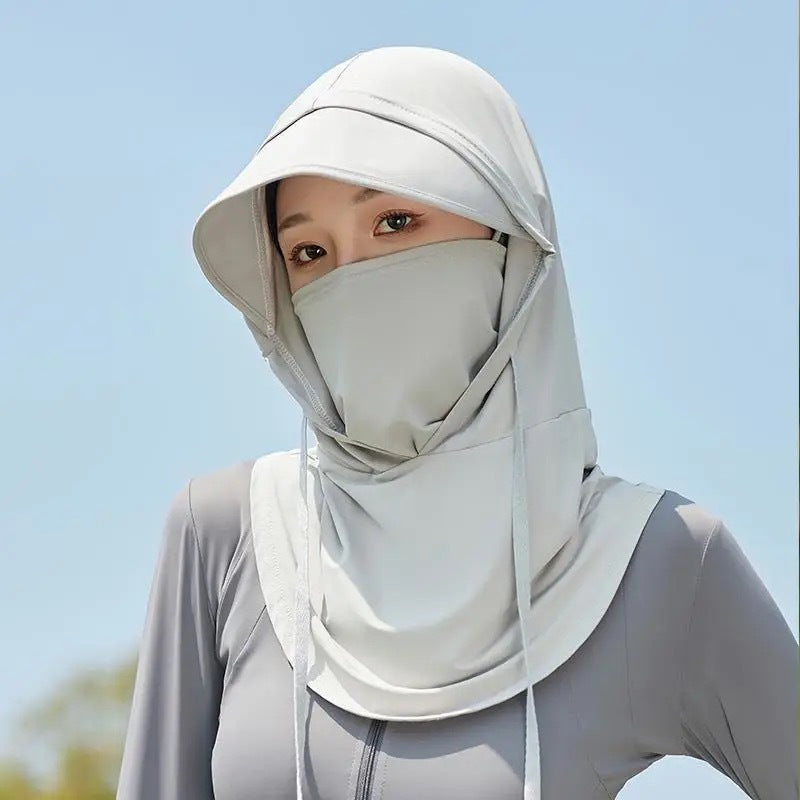 Ice Silk Breathable Neck Guard with Full Face Coverage Multi-Purpose Summer Sunscreen Hat