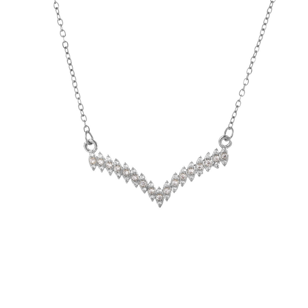 Minimalist V-Shaped Titanium Steel Necklace with Zircon Inlay