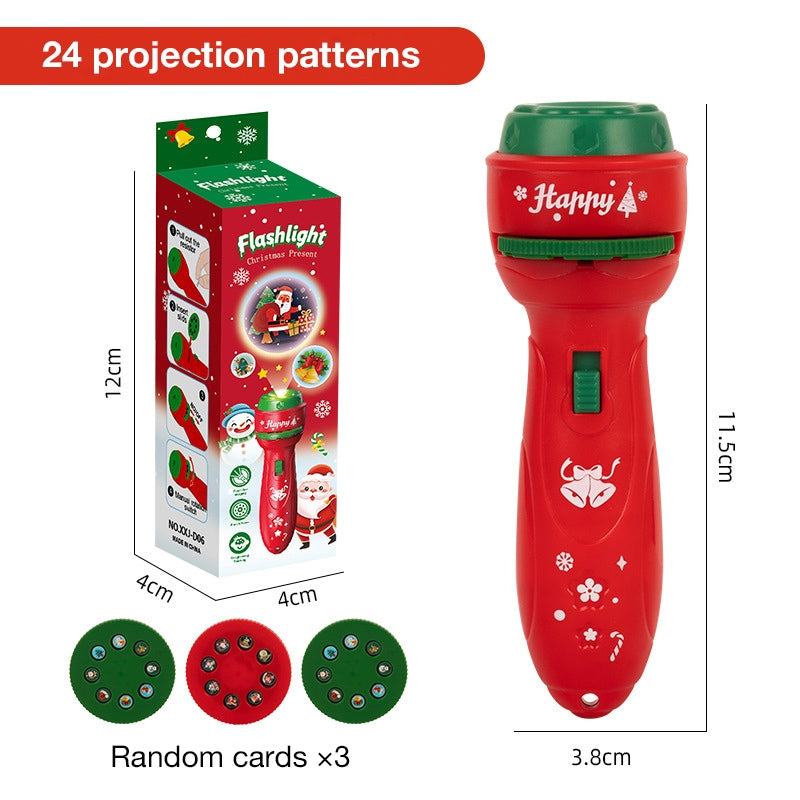 Christmas Children's Projection Flashlight, Educational Light-Up Toy for Image Recognition, Fun Cartoon Projector for Early Learning