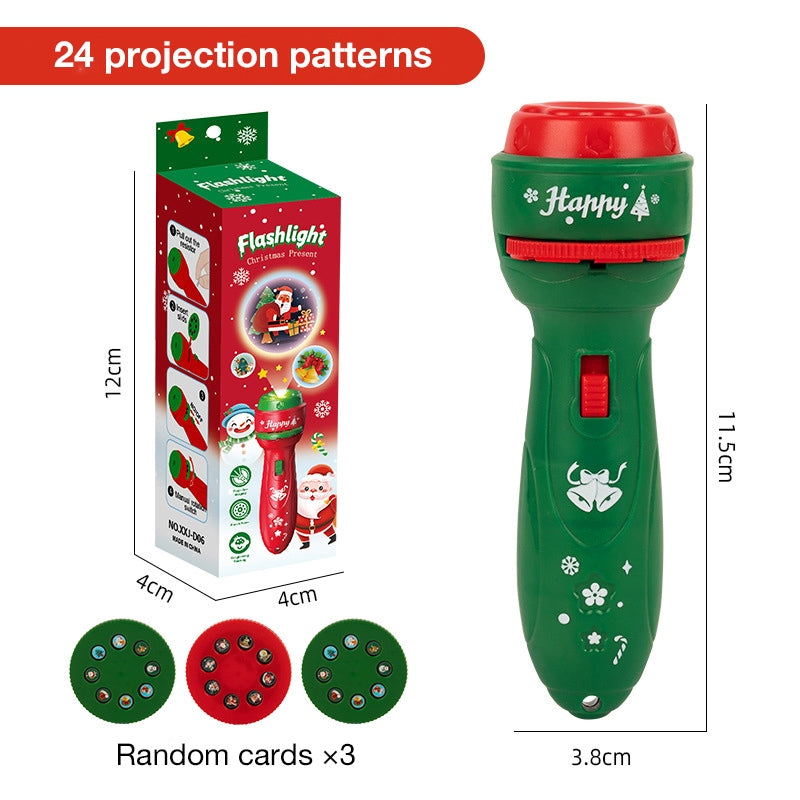 Christmas Children's Projection Flashlight, Educational Light-Up Toy for Image Recognition, Fun Cartoon Projector for Early Learning