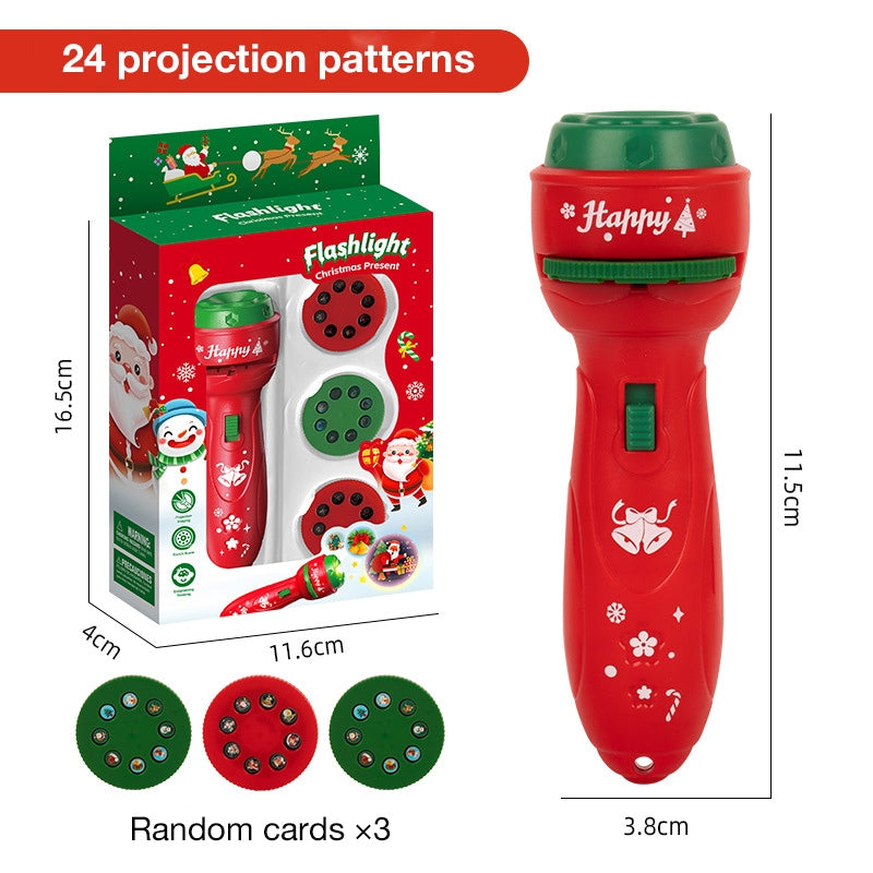 Christmas Children's Projection Flashlight, Educational Light-Up Toy for Image Recognition, Fun Cartoon Projector for Early Learning