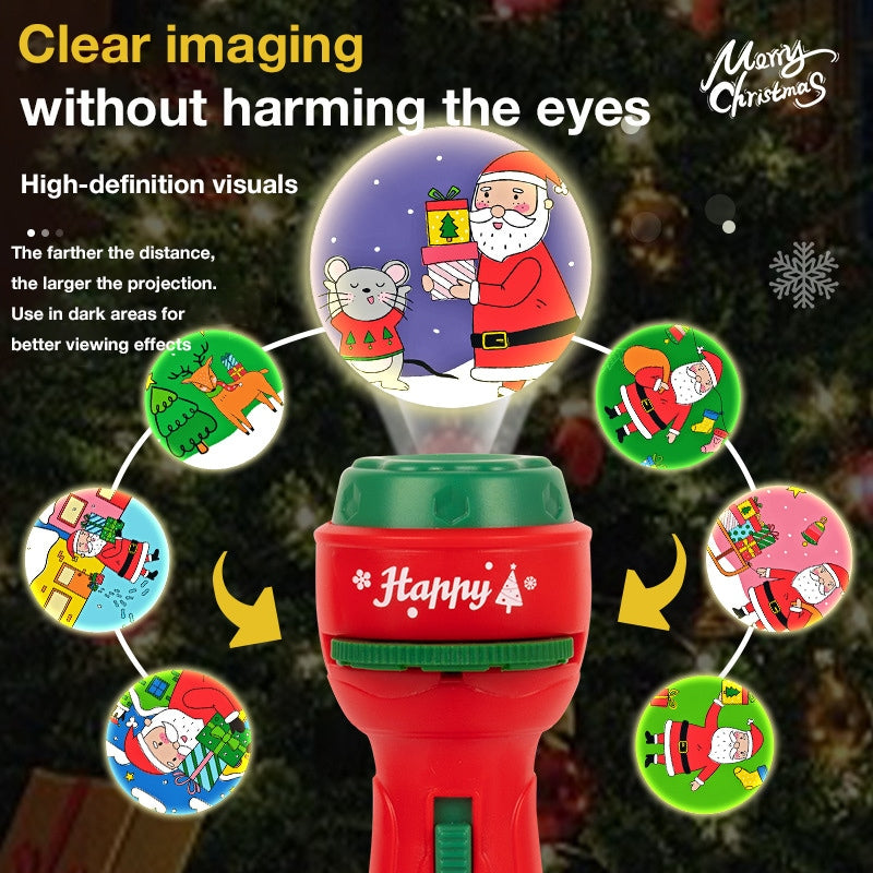 Christmas Children's Projection Flashlight, Educational Light-Up Toy for Image Recognition, Fun Cartoon Projector for Early Learning