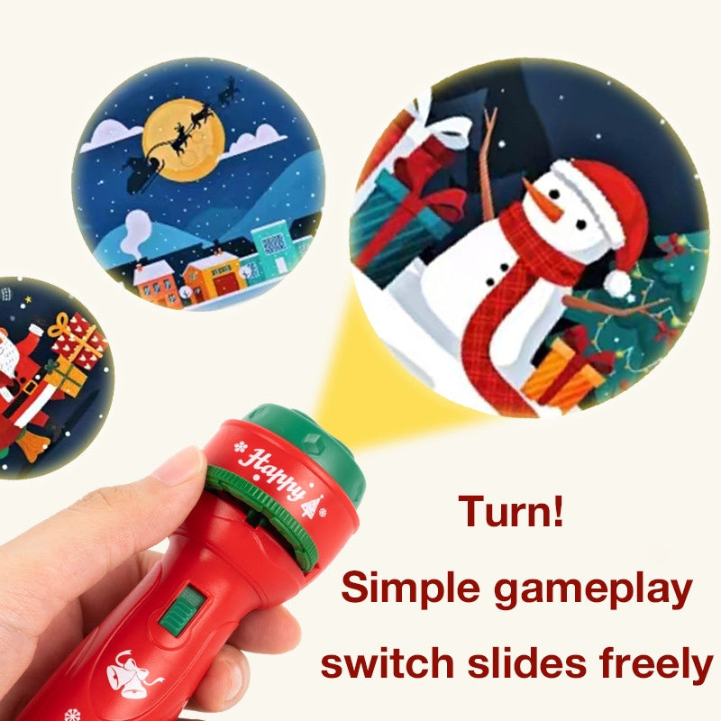 Christmas Children's Projection Flashlight, Educational Light-Up Toy for Image Recognition, Fun Cartoon Projector for Early Learning