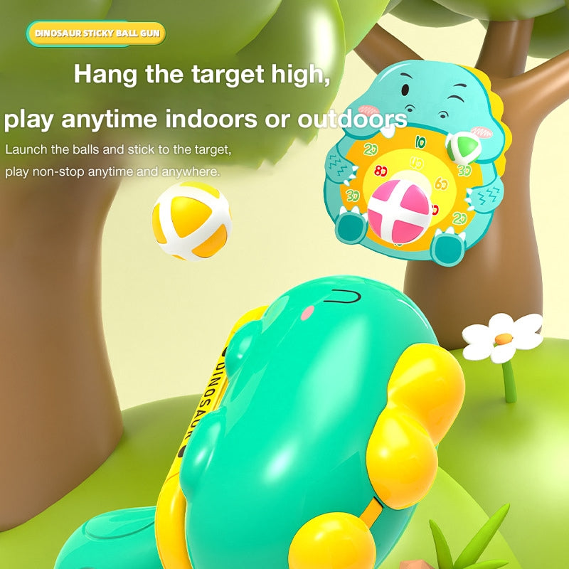 Dinosaur Sticky Ball Blaster, Kids Cartoon Sticky Ball Shooter Toy