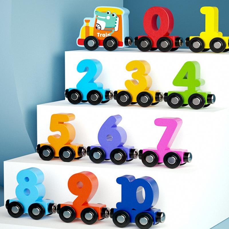 Magnetic Wooden Number Train Building Blocks – Educational Toy for Kids